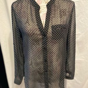 Kut from the Kloth sheer long sleeve polka dot shirt